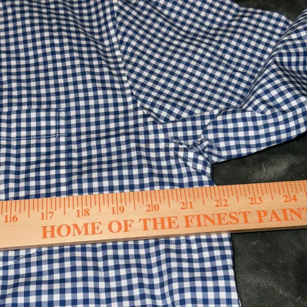 L.L. Bean Shirt Men's Medium Blue White Gingham Cotton Long Sleeve Button-Down - Picture 6 of 7